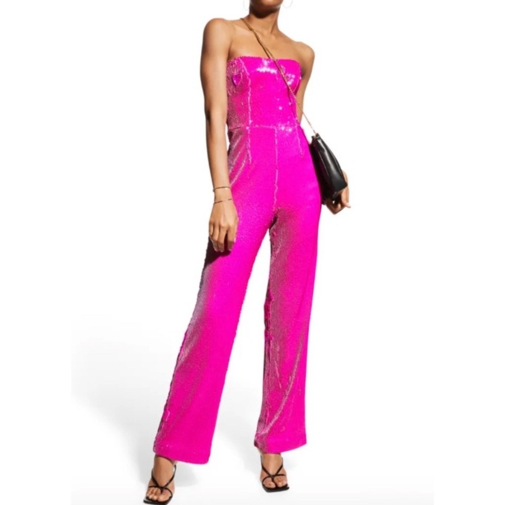 Dress the‎ Population Andy SequinStrapless Jumpsuit - Hot Pink Sz XS
